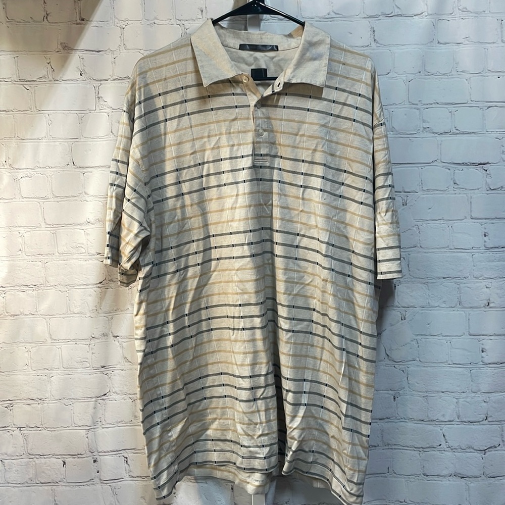 Tiger Woods striped golf cotton XL polo shirt